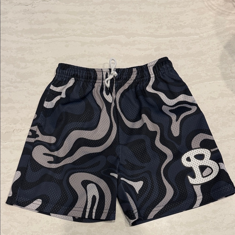 Bucket Squad Black, Blue and Gray Swirl Athletic Shorts
